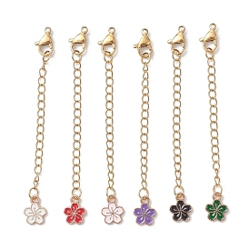 6 шт. 304 удлинитель цепи из нержавеющей стали, цветок, с сплава эмали прелести