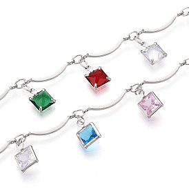 Латунные зубчатые стержневые цепи, с квадратным шармом из кубического циркония, пайки, с катушкой