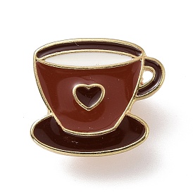 Coffee Cup with Heart Enamel Pin, Light Gold Plated Alloy Badge for Backpack Clothes