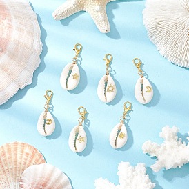 Подвесные украшения в виде медной проволочной ракушки и латунной звезды, луны и солнца, с цинковым сплавом застежками омаров коготь