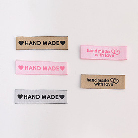 Clothing Label Tags, for DIY Jeans, Bags, Shoes, Hat Accessories, Rectangle with Word Hand Made with Love