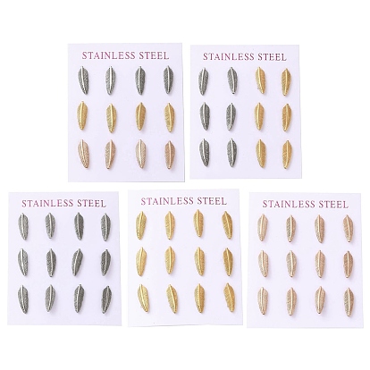 Ионное покрытие (ip) 304 серьги из перьев из нержавеющей стали, со стразами