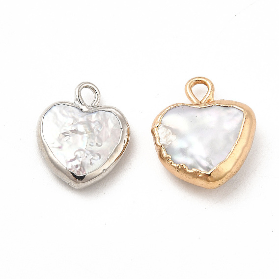 Барочные подвески из натурального жемчуга кеши, сердце прелести, с медными петлями