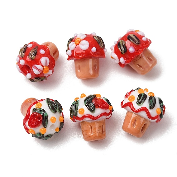 Ручной работы ухабистым Шарики Lampwork, гриб