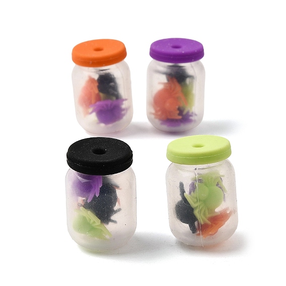 Halloween Silicone Beads, Focal Beads, Miniature Spider Jar