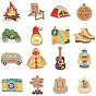15Pcs 15 Styles Outdoor Holiday Theme Enamel Pins, Alloy Lapel Pin Backs for Backpack Clothes, Golden