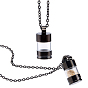 2Pcs 304 Stainless Steel with Clear Glass Column Urn Ashes Bottle Pendant Necklaces