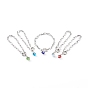 Lampwork Charm Bracelets, with 304 Stainless Steel Cable Chains and Alloy Charms, Witch Hat with Evil Eye, Mixed Color