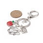 Tibetan Style Alloy Doctor Hat & Book Pendant Keychain with Apple Resin Charms, for Graduation Gifts
