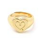 Rack Plating Brass Heart Singet Adjustable Ring for Women, Cadmium Free & Lead Free