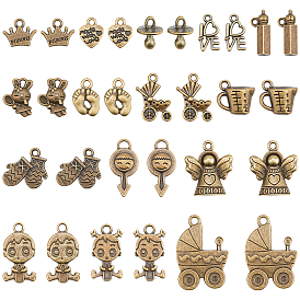 90Pcs 15 Style Zinc Alloy & Alloy Pendants, DIY Accessories for Jewelry Making, Tibetan Style