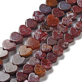 Natural Red Ocean Agate Beads Strands, Heart