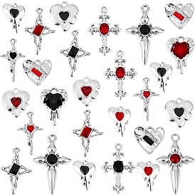Ретро-сердце и крест 32шт. 16стили подвески из сплава и эмали, платина