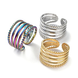 304 Stainless Steel Rings, Open Cuff Ring, Hollow Wide Band Ring for Women