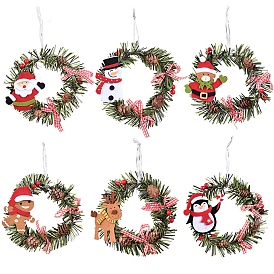 Christmas Wreath PVC Pendants Decorations, for Christmas Tree Hanging Ornaments
