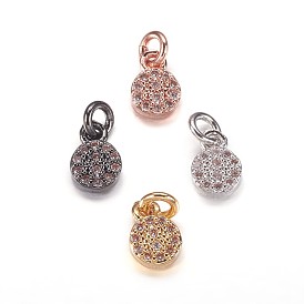 Латунные микро проложить кубического циркония подвески, плоские круглые прелести