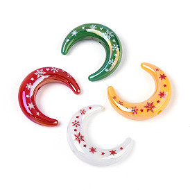 Рождественское УФ-покрытие, напечатанное на непрозрачных акриловых бусинах, луна с узором из снежинок