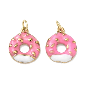304 Stainless Steel Enamel Pendants, Donut Charms, Ion Plating(IP)