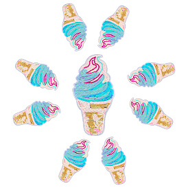 9 шт. полиэстеровая компьютерная вышивка ткань приклеиваемые/пришивные заплатки, аксессуары для костюма, аппликация, Детские коляски, мороженое