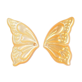 Natural Yellow Shell Carved Pendants, Butterfly Wing Charms