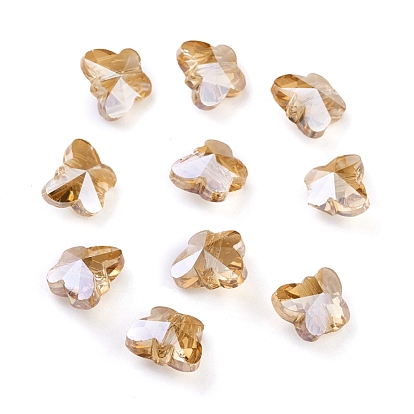 Transparent Electroplate Glass Beads, Faceted, Butterfly, Pearl Luster Plated