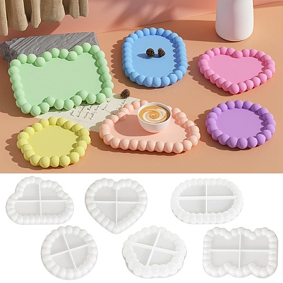 Cup Mat Silicone Molds, Resin Casting Coaster Molds, For UV Resin, Epoxy Resin Craft Making, White