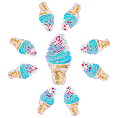 9 шт. полиэстеровая компьютерная вышивка ткань приклеиваемые/пришивные заплатки, аксессуары для костюма, аппликация, Детские коляски, мороженое