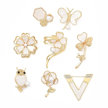 Сплавочные брошки, с пластиковыми бусинами и смолой