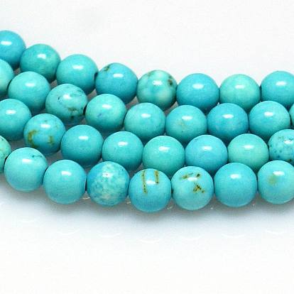 Natural Magnesite Beads Strands, Dyed, Round