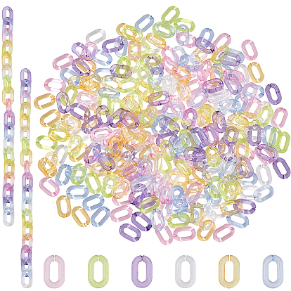 600Pcs 6 Colors Transparent Acrylic Linking Rings, Quick Link Connectors, For Jewelry Cable Chains Making, Oval