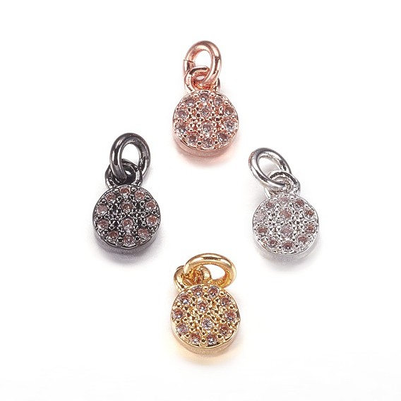 Латунные микро проложить кубического циркония подвески, плоские круглые прелести