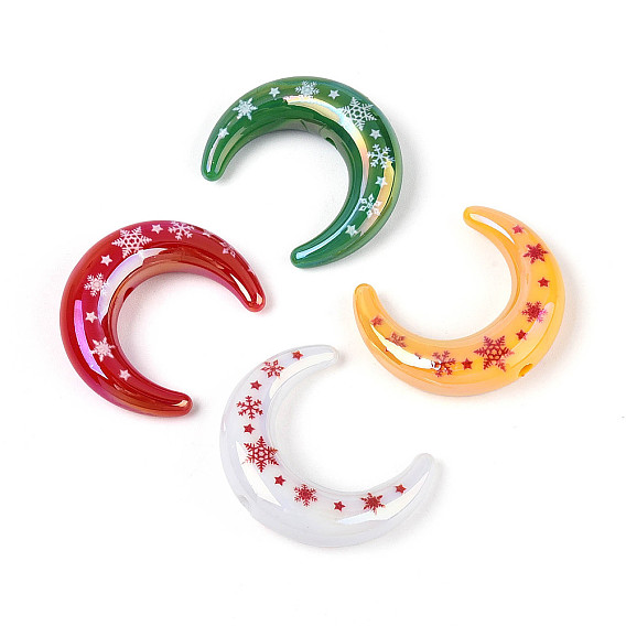 Рождественское УФ-покрытие, напечатанное на непрозрачных акриловых бусинах, луна с узором из снежинок