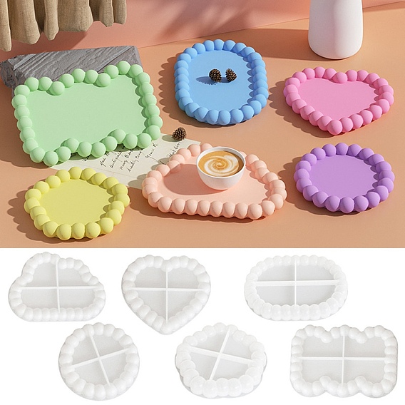 Cup Mat Silicone Molds, Resin Casting Coaster Molds, For UV Resin, Epoxy Resin Craft Making, White