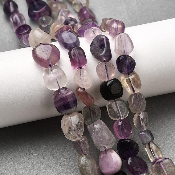 Натуральные фиолетовые бусины из флюорита, самородки