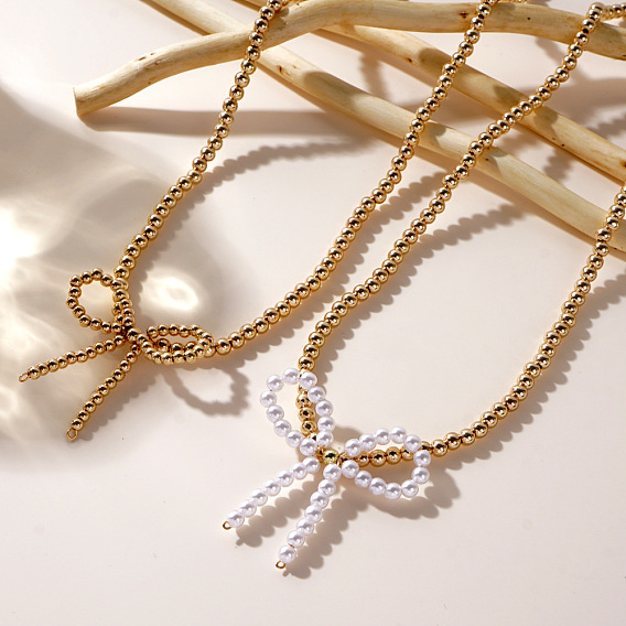 Ожерелье из стеклянного банта с подвеской и золотыми латунными цепями для женщин