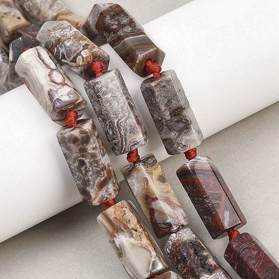 Натуральные мексиканские бусины из агата «Crazy Lace», полиэдральная колонна, граненые