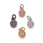 Латунные микро проложить кубического циркония подвески, плоские круглые прелести