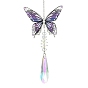 Подвеска-ловец солнца из стеклянного хрусталя в форме капли, Подвесное украшение в виде бабочки из нержавеющей стали и смолы для сада и патио.