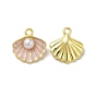 Rack Plating Alloy Enamel Pendants, with ABS Plastic Imitation Pearls, Light Gold, Shell Charms