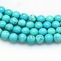 Natural Magnesite Beads Strands, Dyed, Round