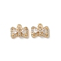 Brass Micro Pave Clear Cubic Zirconia Charms, Bowknot Charms