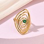304 Stainless Steel Micro Pave Cubic Zirconia Cuff Open Rings, Spiral