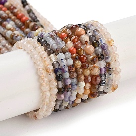Natural Mixed Gemstone Beads Strands, Round, Mixed Dyed and Undyed