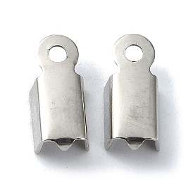 201 Stainless Steel Ribbon Crimp Ends, Rectangle