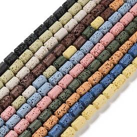 Brins de perles teintées en pierre de lave synthétique, colonne