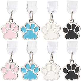 8 шт. 4 цветные силиконовые мобильные заглушки от пыли, с подвесками из эмали и сплава , отпечаток лапы