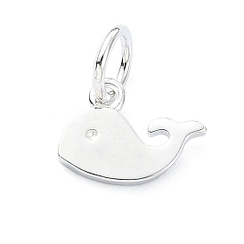 925 Sterling Silver Charms, Dolphin, with Jump Rings & 925 Stamp