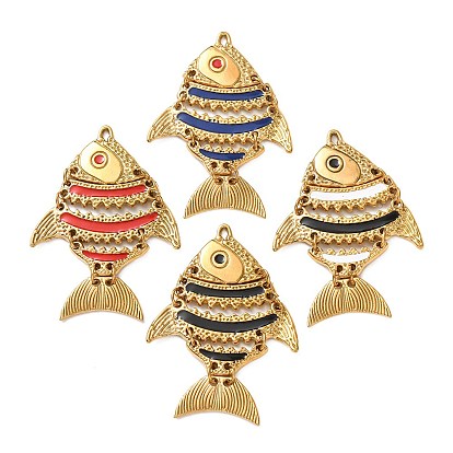 304 эмаль нержавеющей стали большие кулоны, рыбы прелести, ионное покрытие (ip), реальный 18 k позолоченный