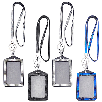 8pcs 8 couleurs porte-carte d'identité rectangulaire en fibre, pour carte d'identité professionnelle