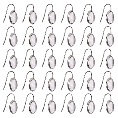 DIY Earring Making, with 304 Stainless Steel Earring Hooks and Transparent Glass Cabochons